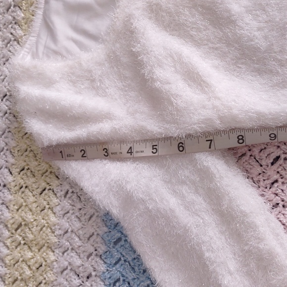 NWT Shane Justin XS Eyelash White Metallic Sparkling Snow Shrug - Picture 12 of 15